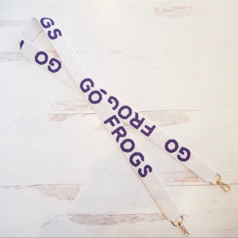 Beaded TCU Horned Frogs Go Frogs Collegiate Game Day Purse Strap